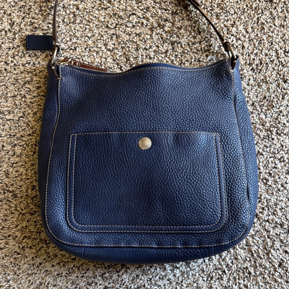 Navy Leather Shoulder Bag